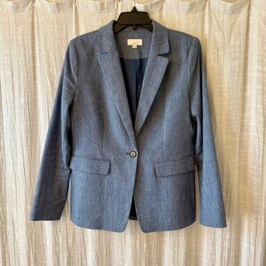 LOFT Blue Linen Blend Blazer 10